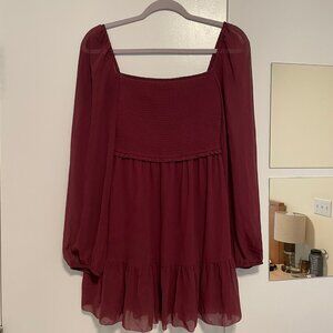 Wilfred * Size S * Maroon square neck mini dress chiffon